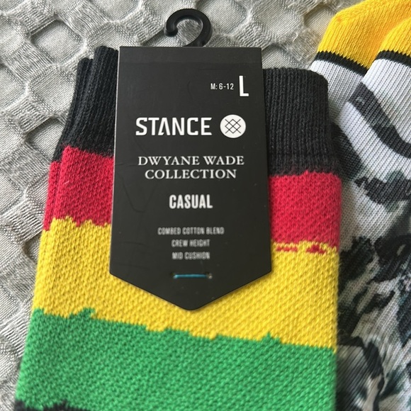 Stance Dwayne wade  Vibrant Striped Casual Socks - Yellow, Red, Green, Black - Picture 2 of 6